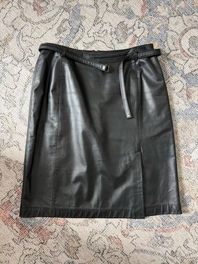 Black 100% Leather Pencil Skirt size 10